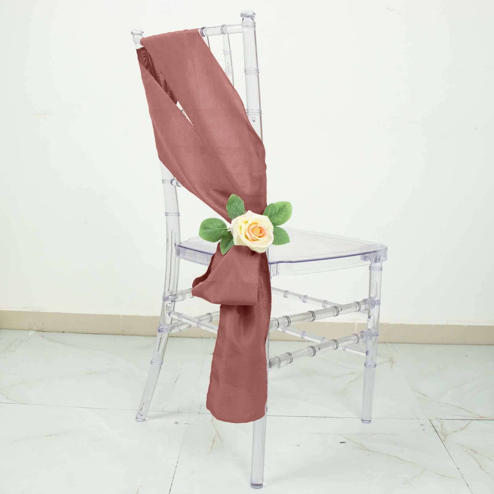 5 Pack Polyester Chair Sashes Cinnamon Rose 6"x108"