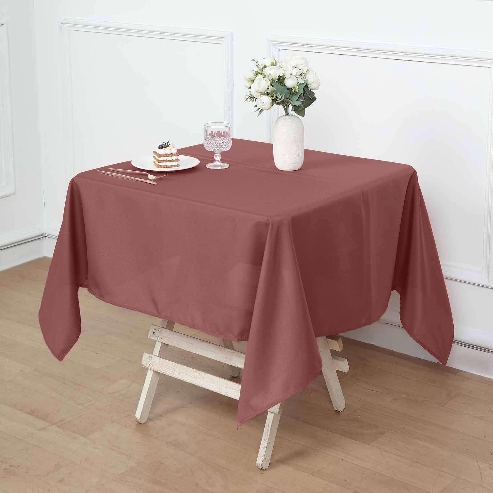 Polyester Square 54"x54" Tablecloth Cinnamon Rose - Wrinkle-Resistant & Durable Table Cover
