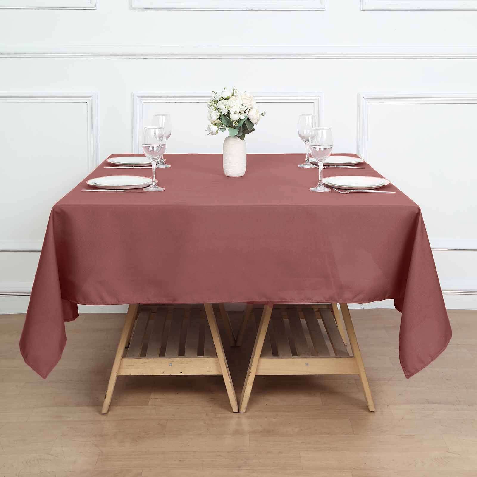 Cinnamon Rose Polyester Square Tablecloth 70"x70"