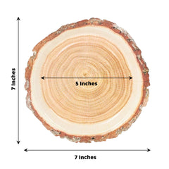 25-Pack Paper 7" Round Dessert Plates in Natural Wood Slice Print - Disposable Appetizer Salad Plates for Rustic Farmhouse Style Events