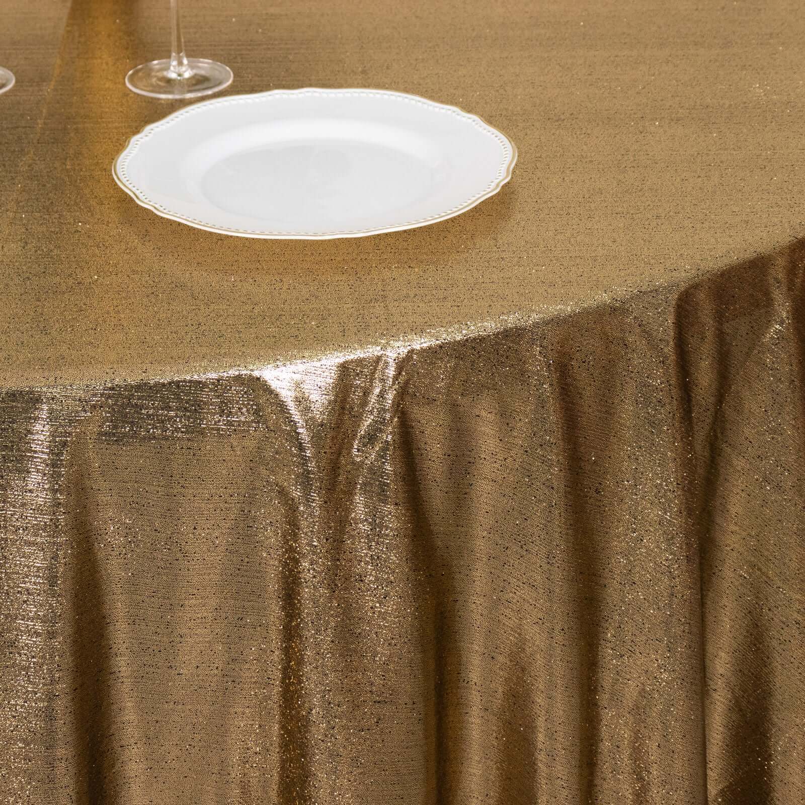 Sequin Dots Polyester Round 120" Tablecloth Antique Gold - Wrinkle Free & Sparkling Table Cover