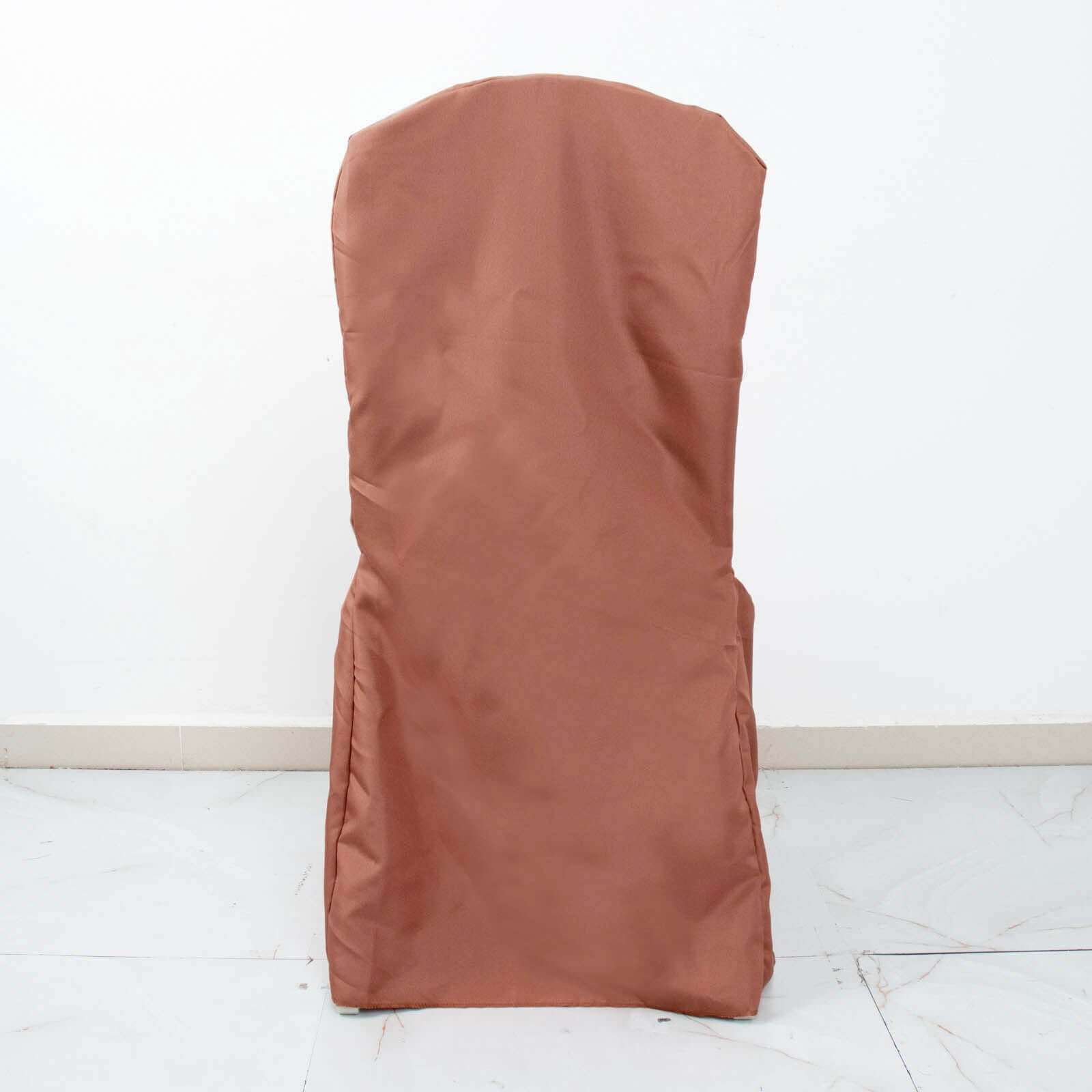 Polyester Slip On Banquet Chair Covers Terracotta (Rust) - Stain-Resistant Reusable Durable Fabric