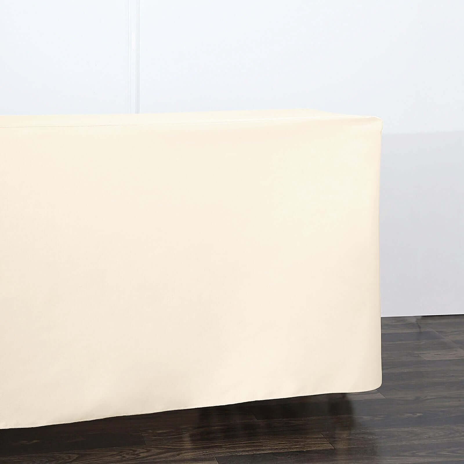 Fitted Polyester 96"x30" Rectangle Tablecloth Beige - Durable and Easy to Maintain Table Cover