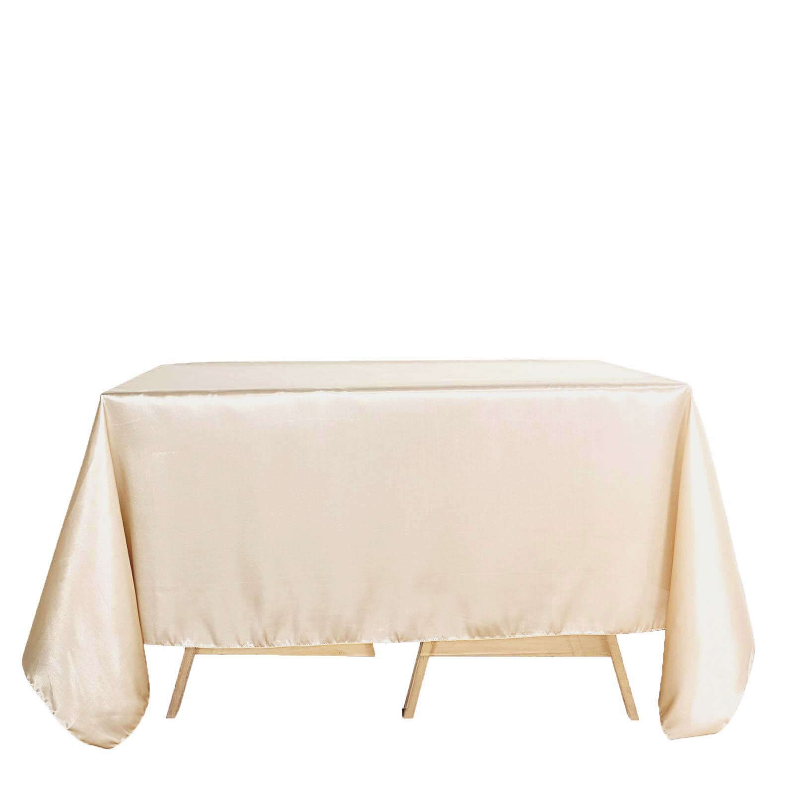Satin 90"x90" Table Overlay Square Tablecloth Beige - Smooth Finish Table Topper
