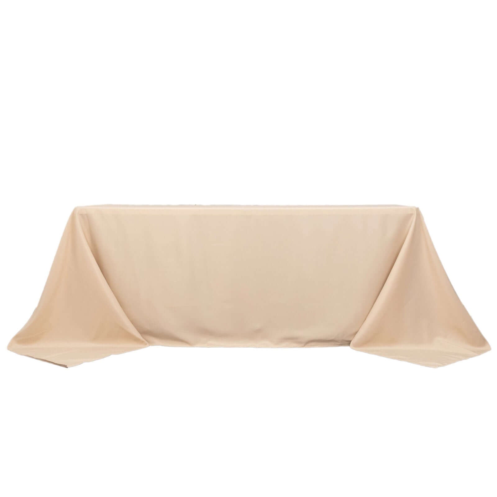 Premium Polyester 90"x132" Rectangle Tablecloth Beige - Seamless 220GSM Stain-Resistant Table Cover