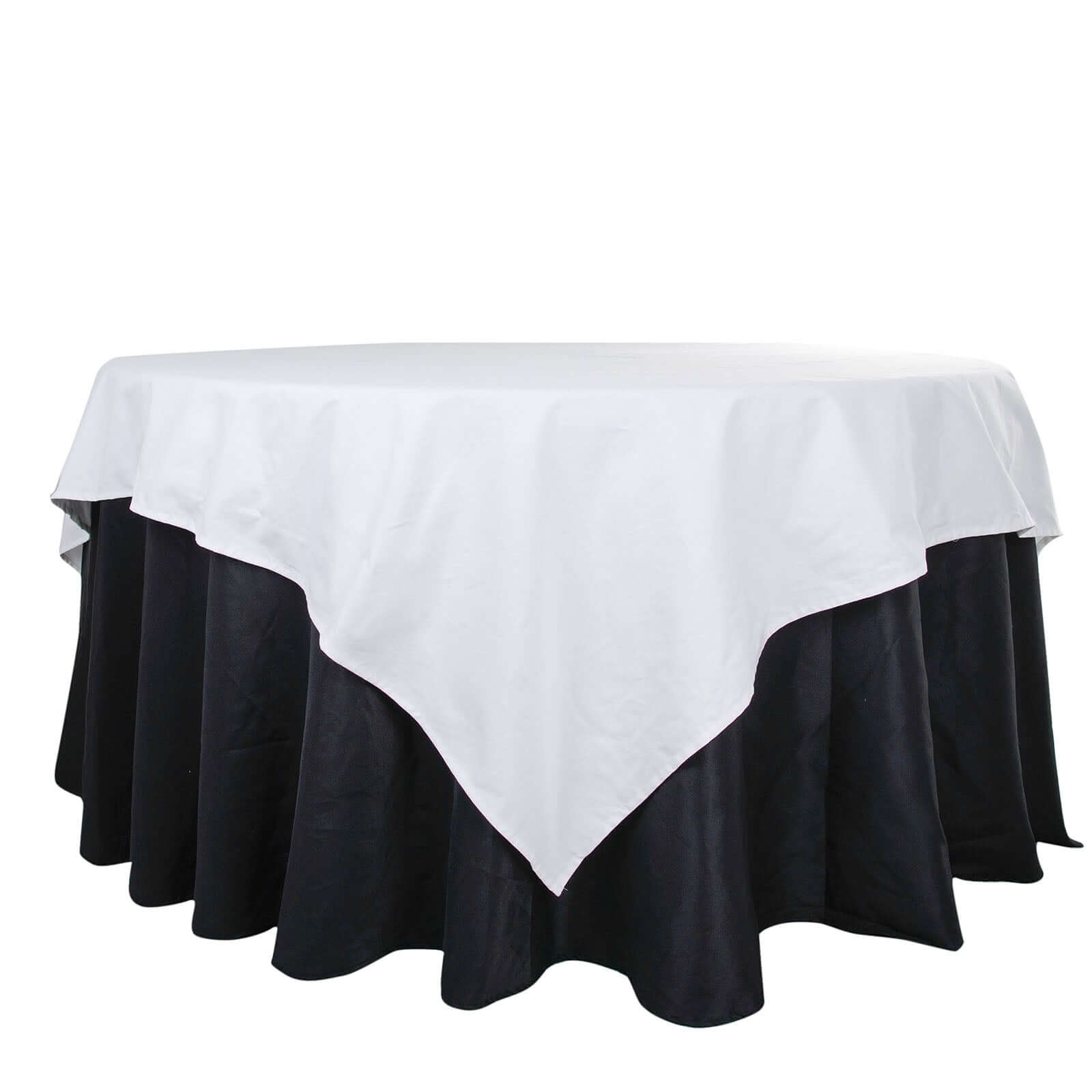 100% Cotton 90"x90" Table Overlay Square Tablecloth White Linen - Sophisticated, Soft & Breathable Fabric Table Cover