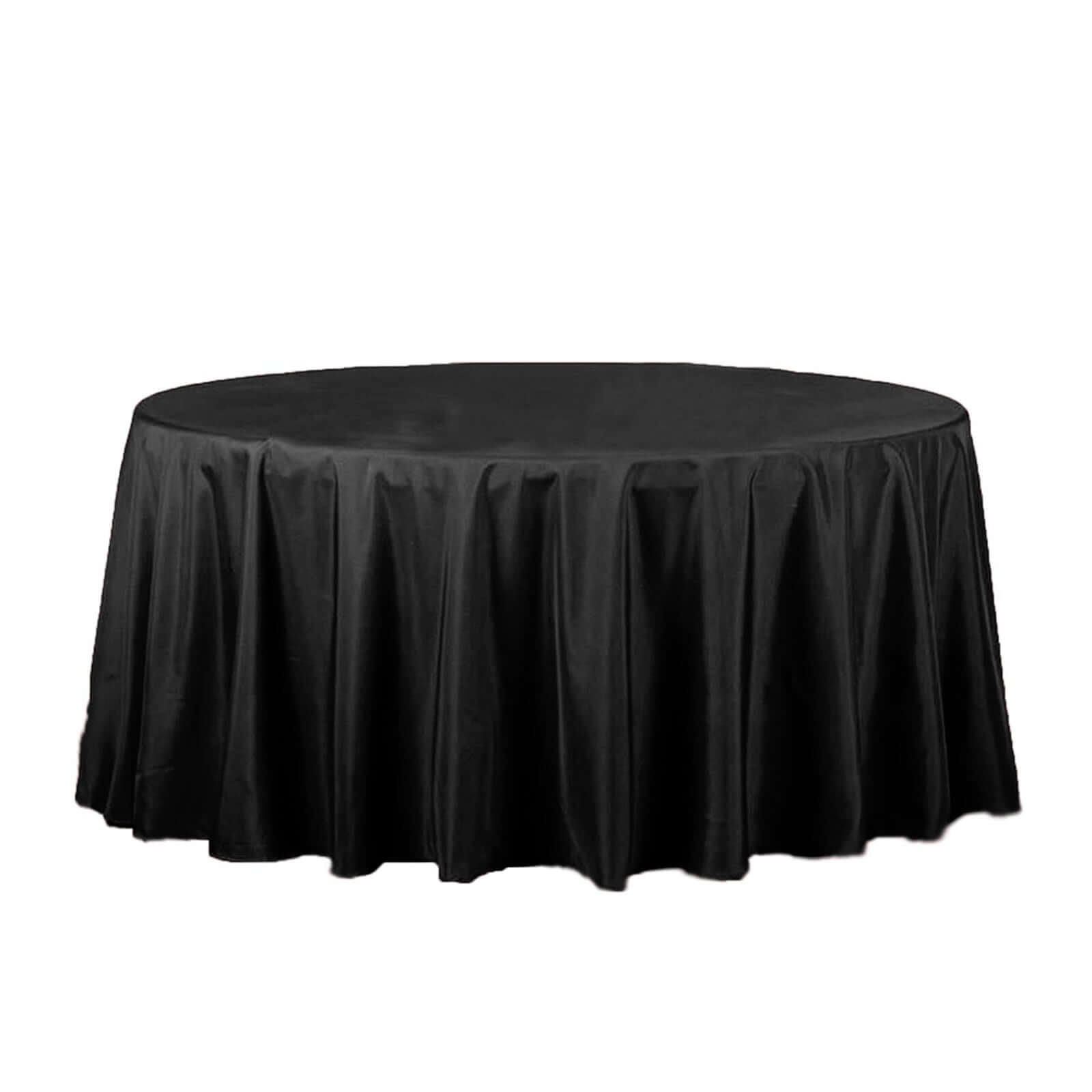 Polyester 120" Round Tablecloth Black - Seamless Wrinkle-Resistant Design for Weddings