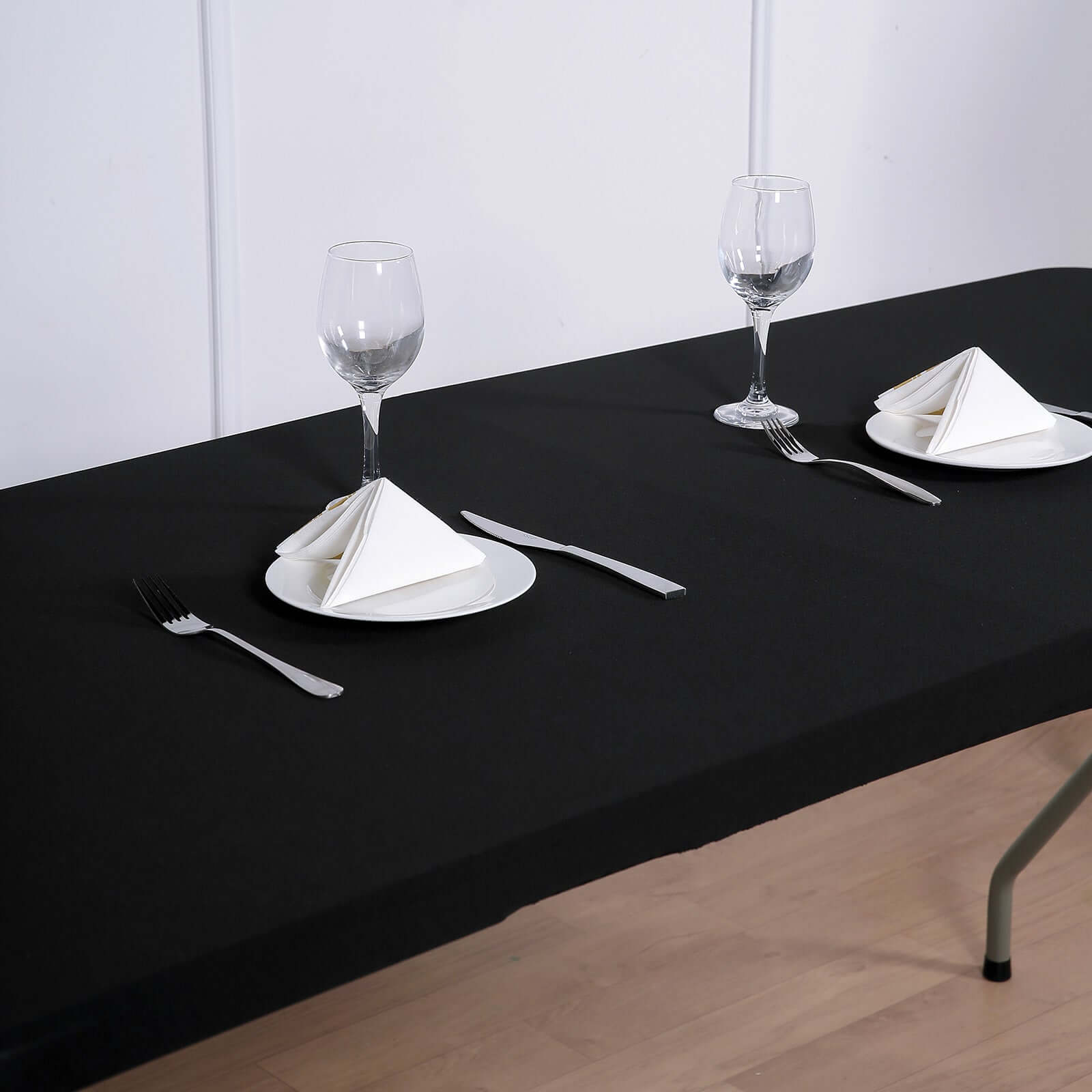Stretch Spandex 72"x30" Rectangle Tablecloth Top Cover Black - Durable Fitted Table Topper Cap
