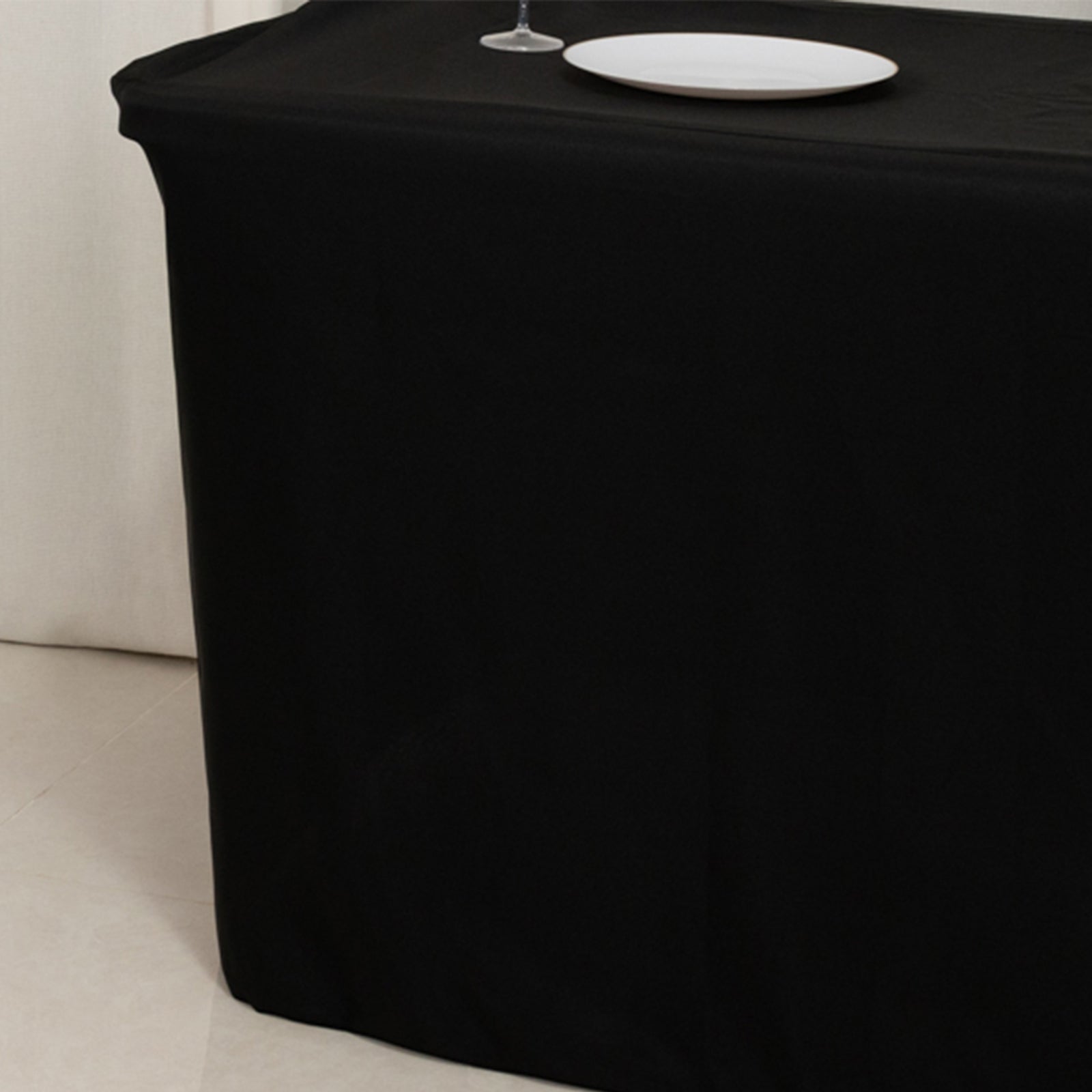 Fitted Polyester 72"x24"x30" Rectangle Tablecloth Black - Perfect Fit for Special Size Tables