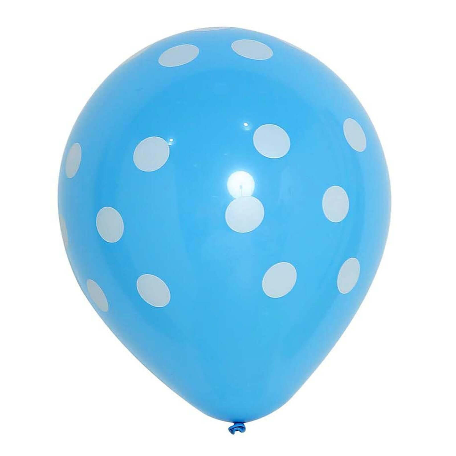 25 Pack 12" Blue and White Fun Polka Dot Latex Party Balloons