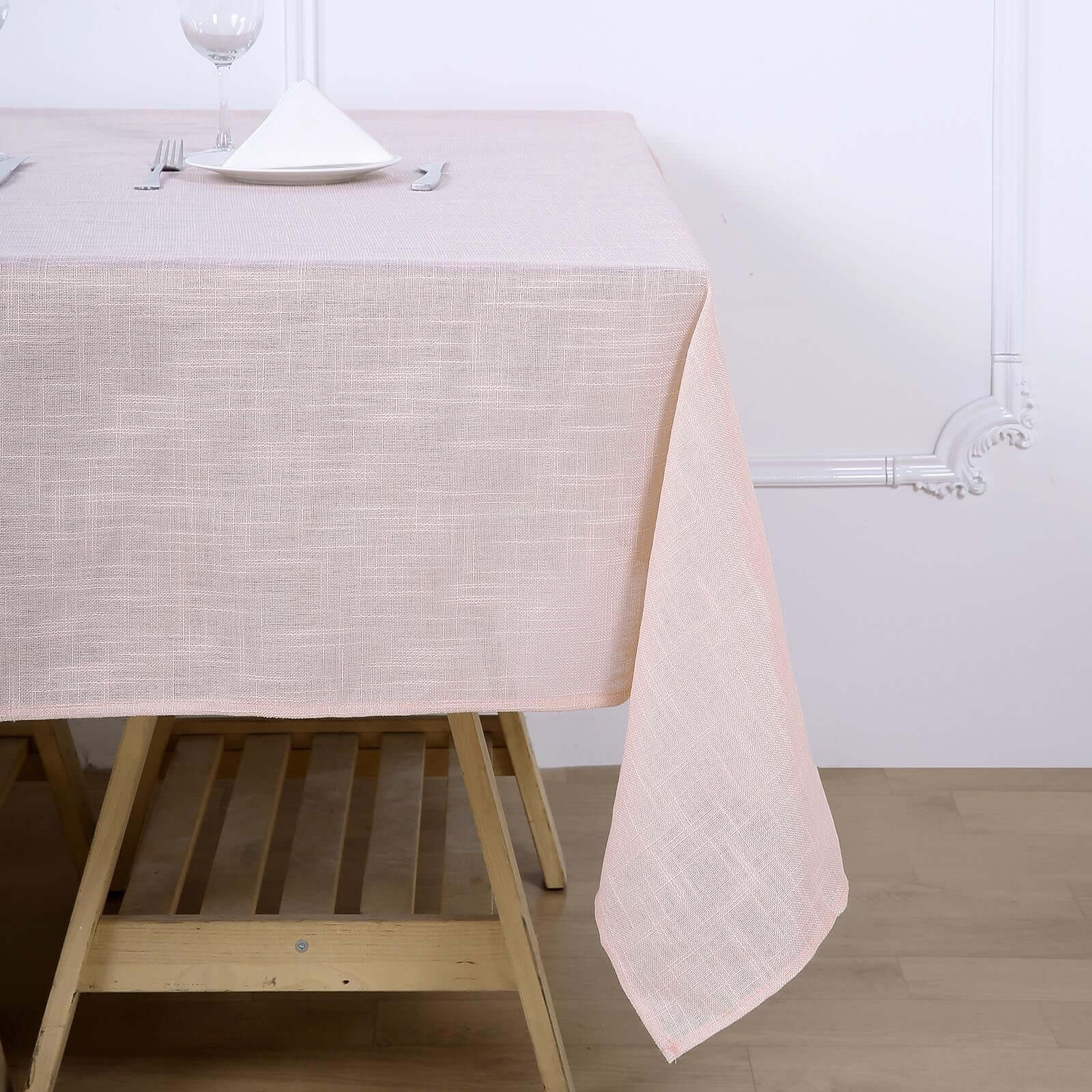 Linen 72"x72" Table Overlay Square Tablecloth Blush - Slubby Textured Wrinkle-Resistant Design for Stylish Occasions