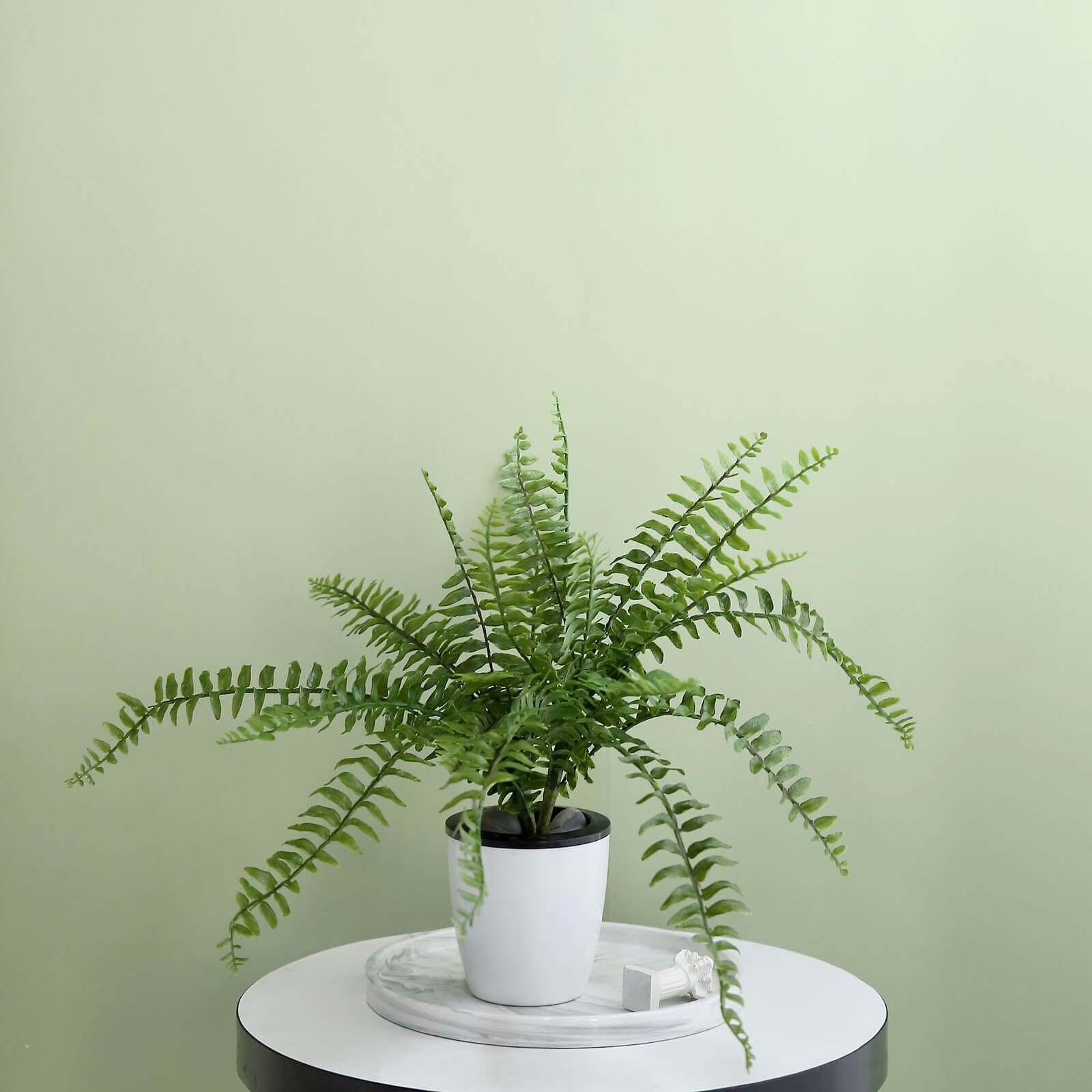 20" Artificial Boston Fern Green Leaf Plant, Premium Real Touch Indoor Spray