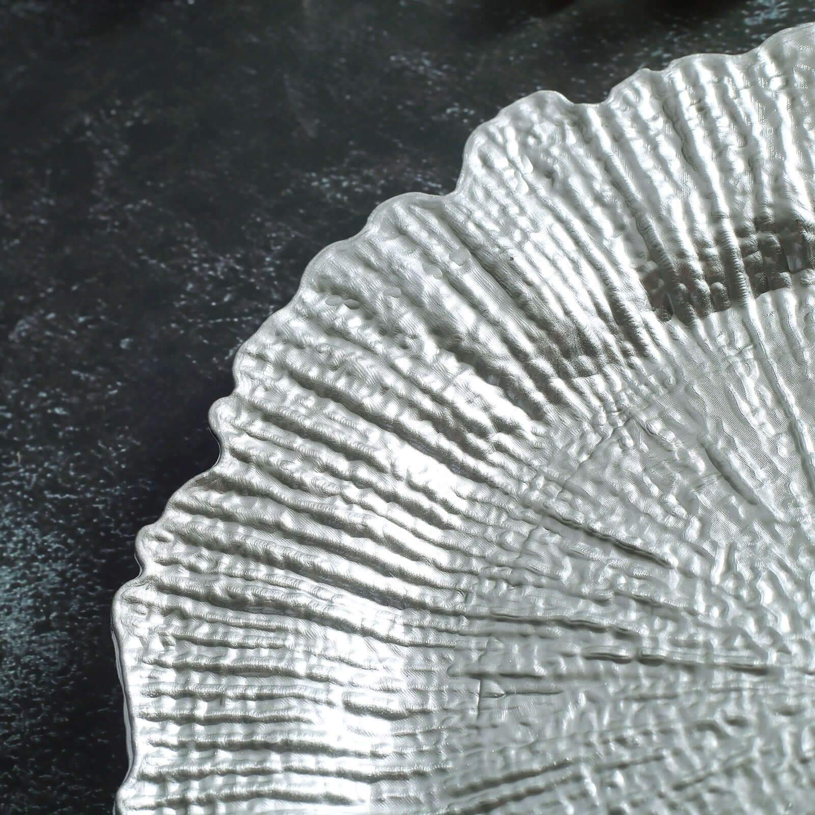 6-Pack Acrylic Plastic Round Charger Plates 13" in Silver with Reef Design, Dinner Charger Tableware