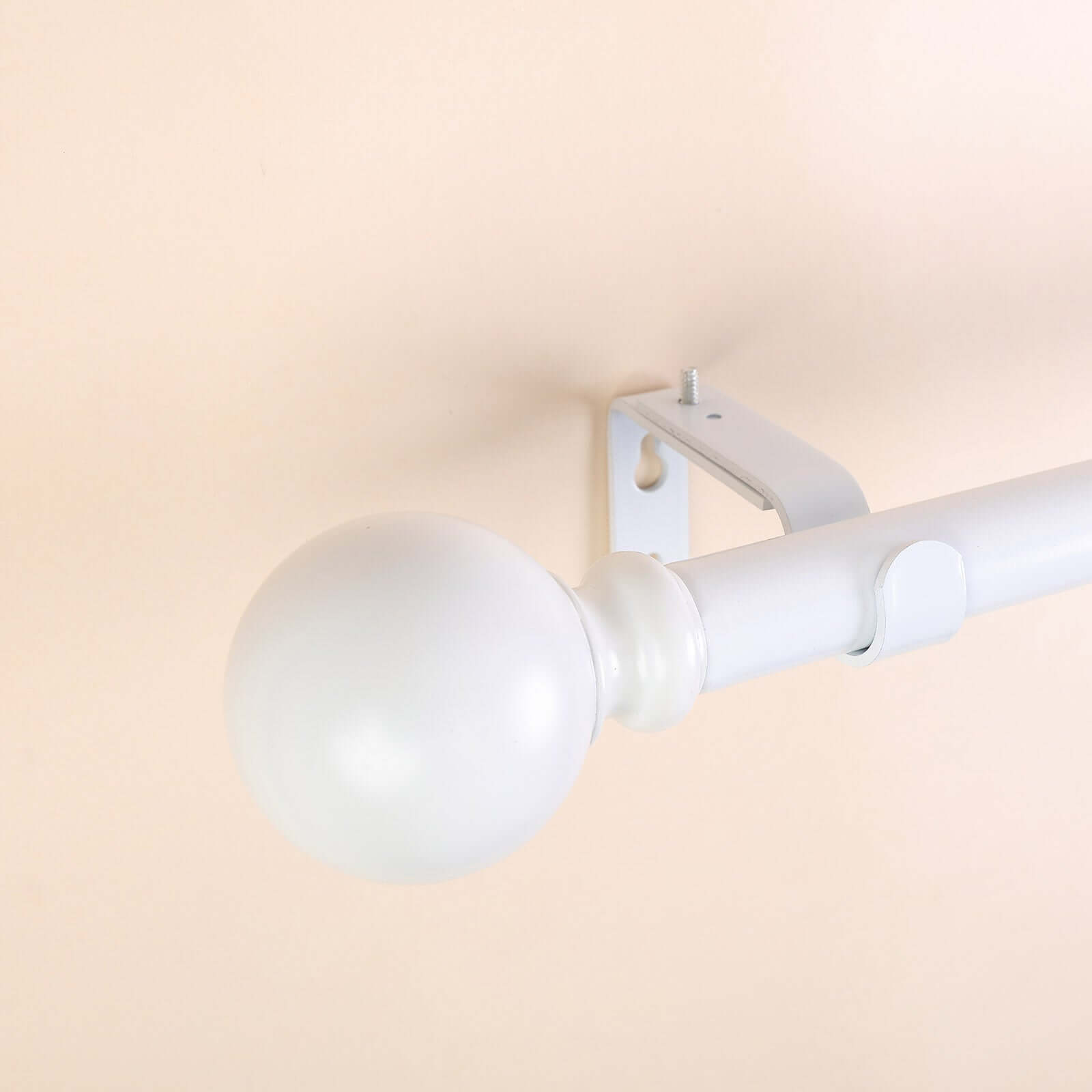 42"-126" Adjustable Curtain Rod Set, White, Round Finials
