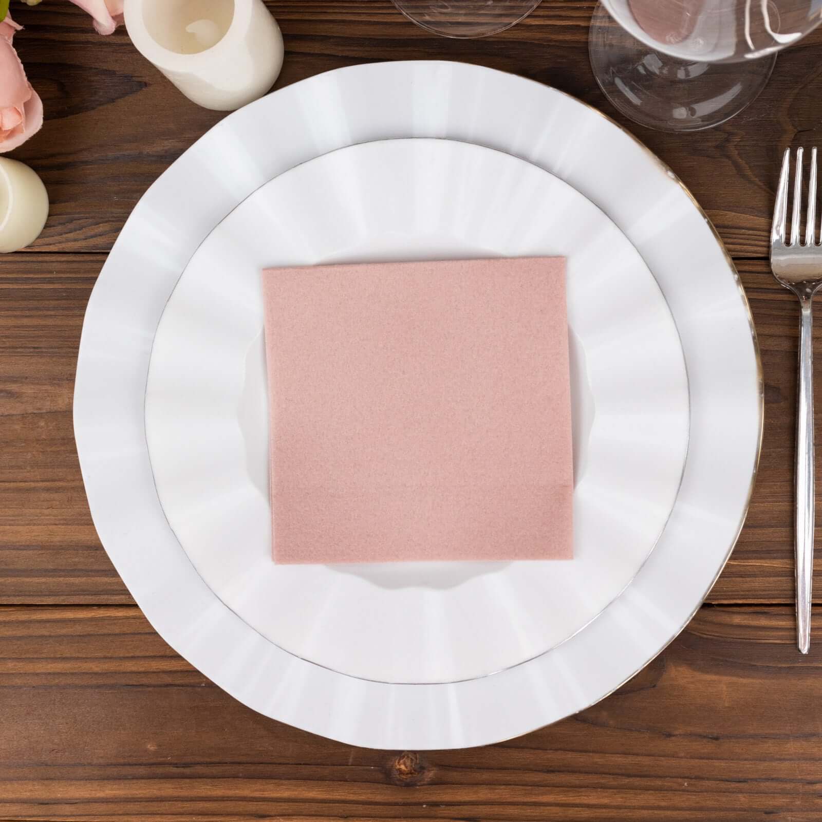 20-Pack Paper Linen-Like Cocktail Napkins Dusty Rose - Disposable 5"x5" Airlaid Soft Napkins