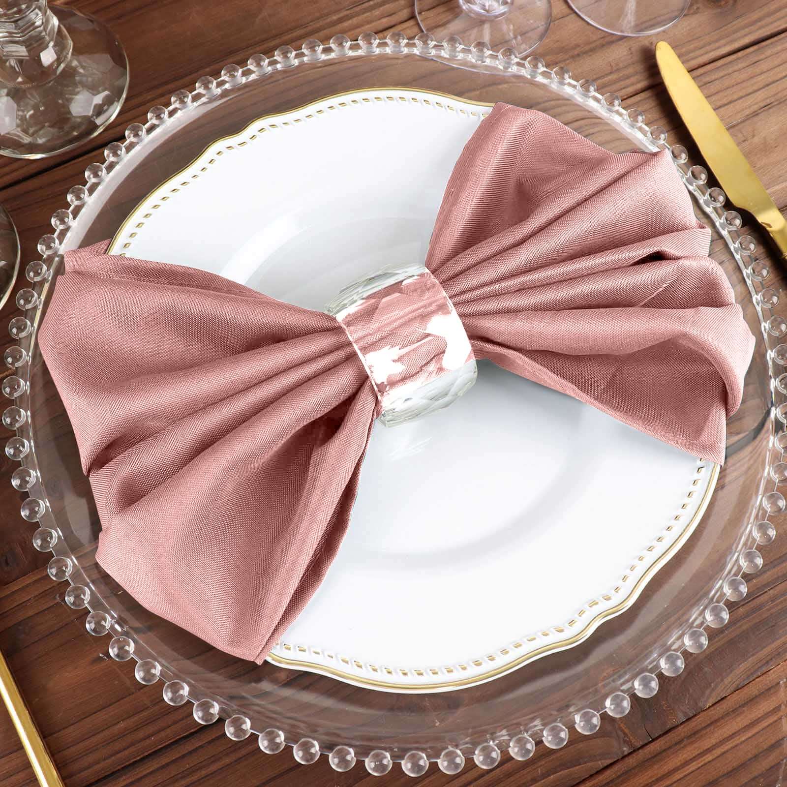 5 Pack Polyester 20"x20" Napkins Dusty Rose - Wrinkle Resistant & Easy Care Cloth Napkins