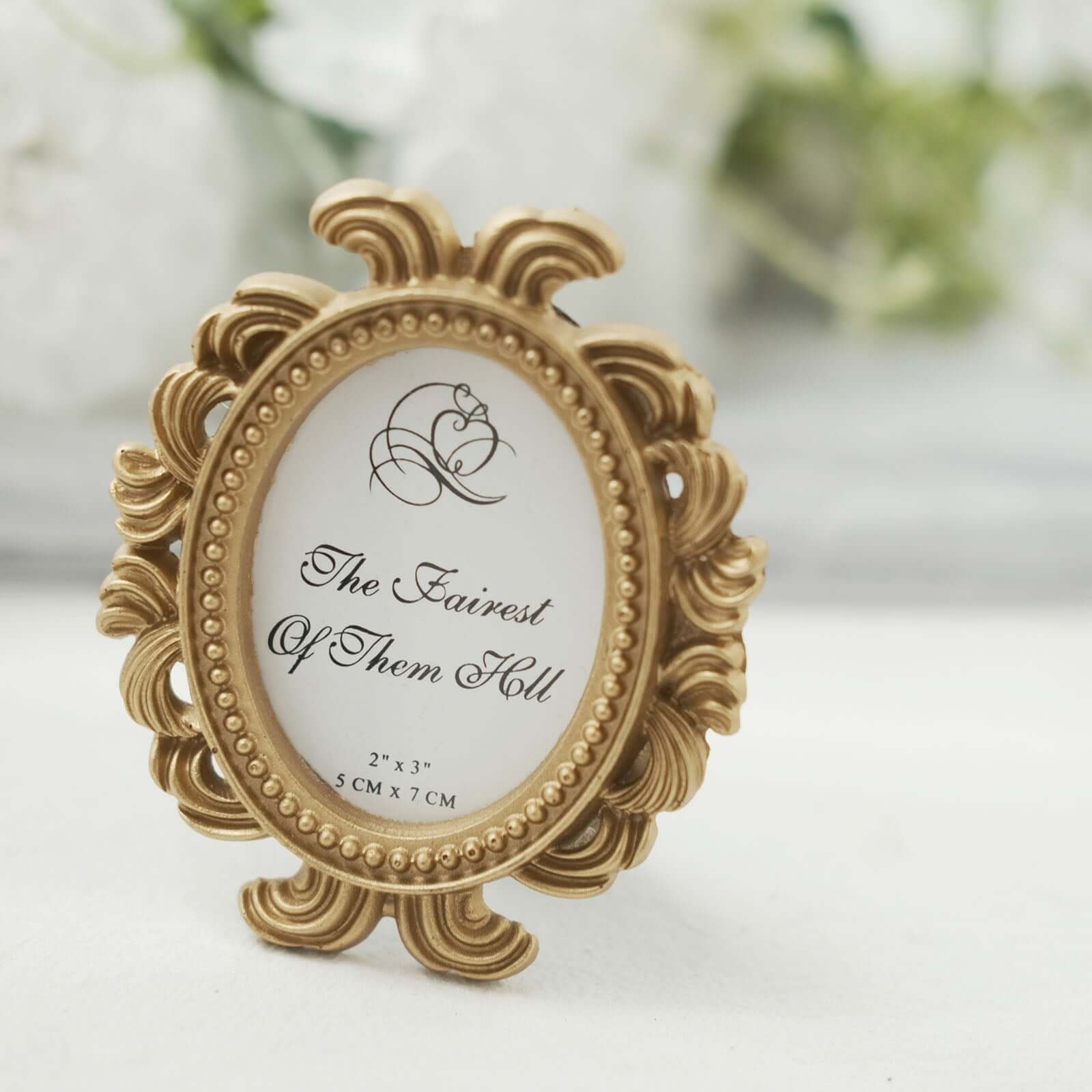 4-Pack Picture Frames Gold Resin Decorative Baroque Oval Design - Beaded Place Card Holders & Party Favors 4"