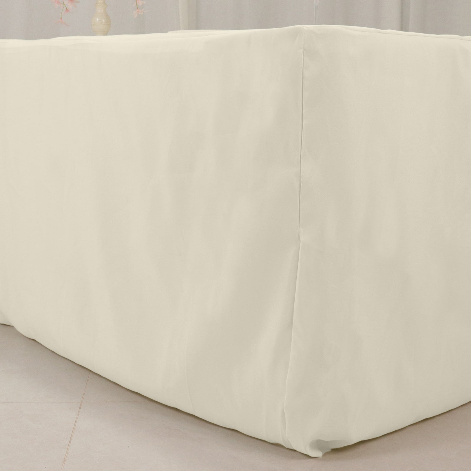 Premium Polyester 8ft Rectangle Tablecloth Ivory Durable Fitted 220GSM Table Cover