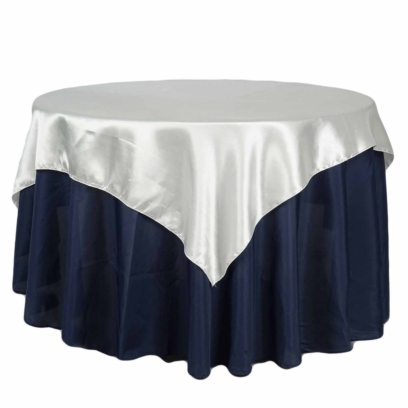 Satin 72"x72" Table Overlay Square Tablecloth Ivory - Smooth Finish Table Cover