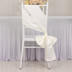 5 Pack Lamour Satin 6"x106" Chair Sashes Ivory - Stylish Reusable Decorative Bows