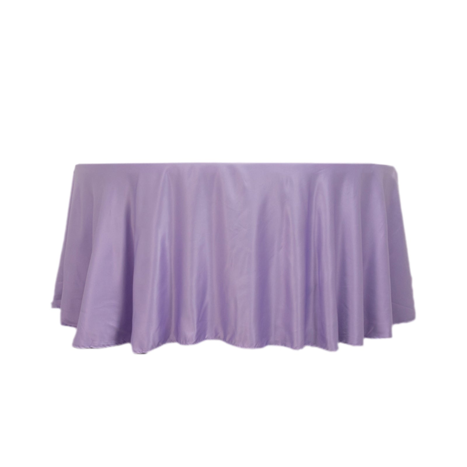 Lamour Satin 120" Round Tablecloth Lavender Lilac - Seamless Table Cover with Soft Tempered Sheen