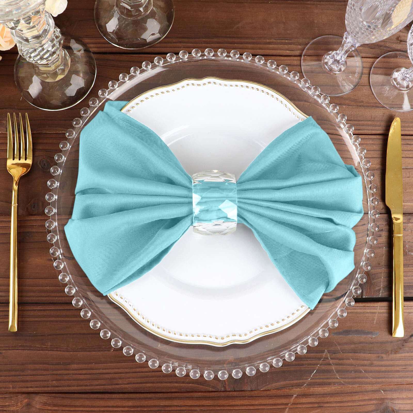 5 Pack Polyester 20"x20" Napkins Light Blue - Wrinkle Resistant & Easy Care Cloth Napkins