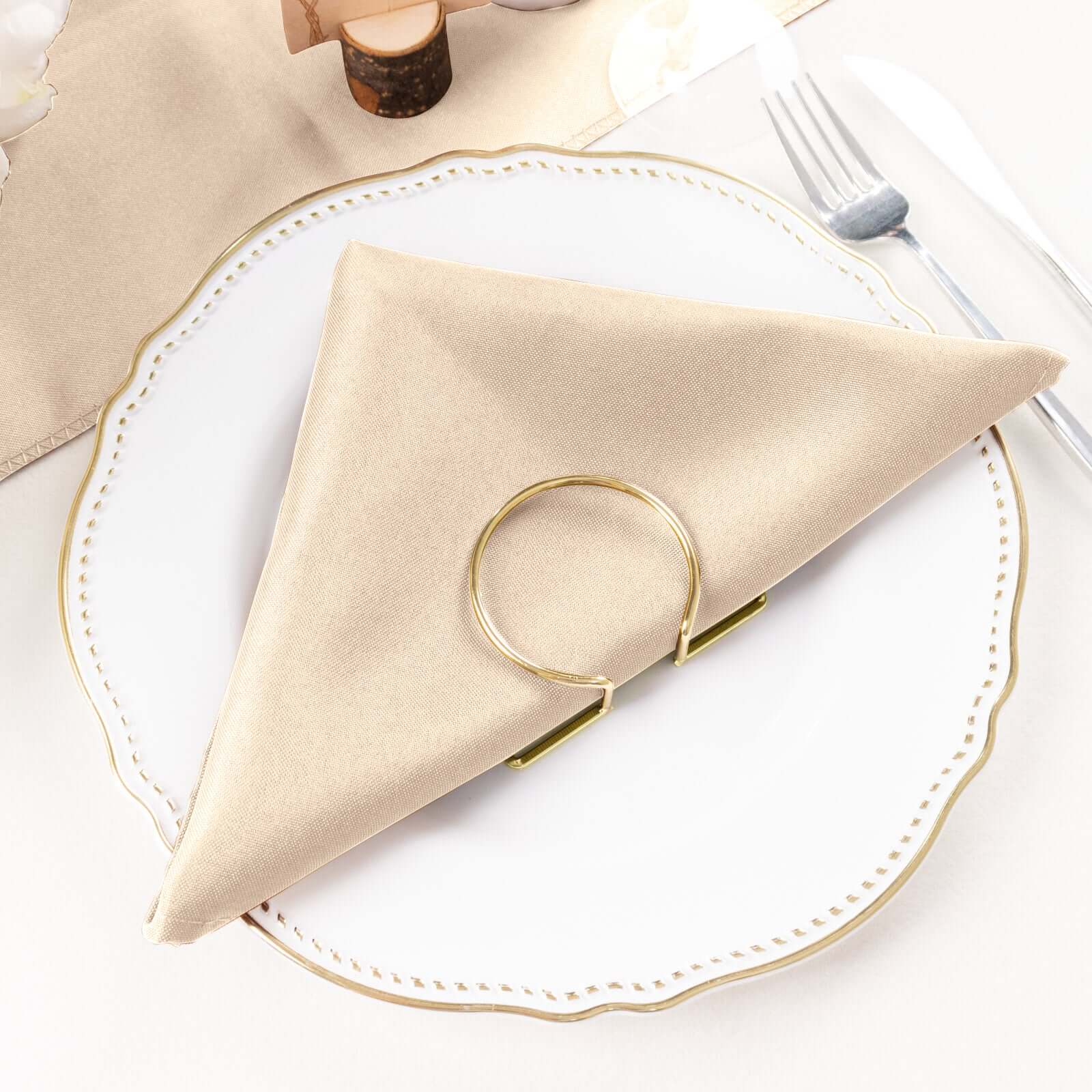 5 Pack Polyester 20"x20" Napkins Nude - Wrinkle Resistant & Easy Care Cloth Napkins