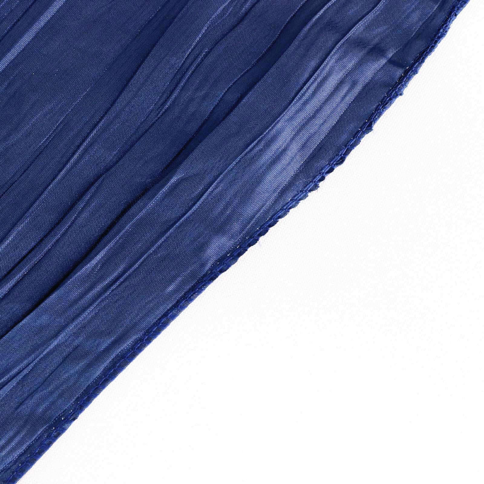 Taffeta 132" Round Tablecloth Navy Blue - Seamless Accordion Crinkle Table Cover