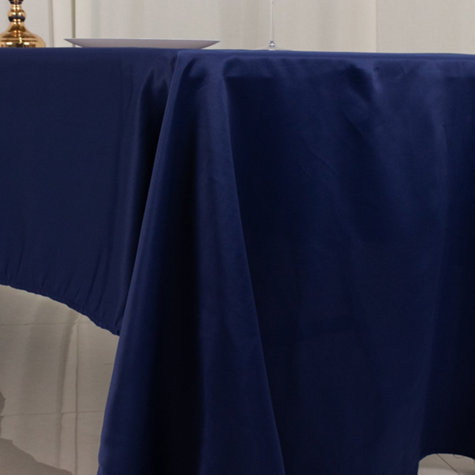 Lamour Satin 60"x126" Rectangle Tablecloth Navy Blue - Soft & Silk-Like Table Cover