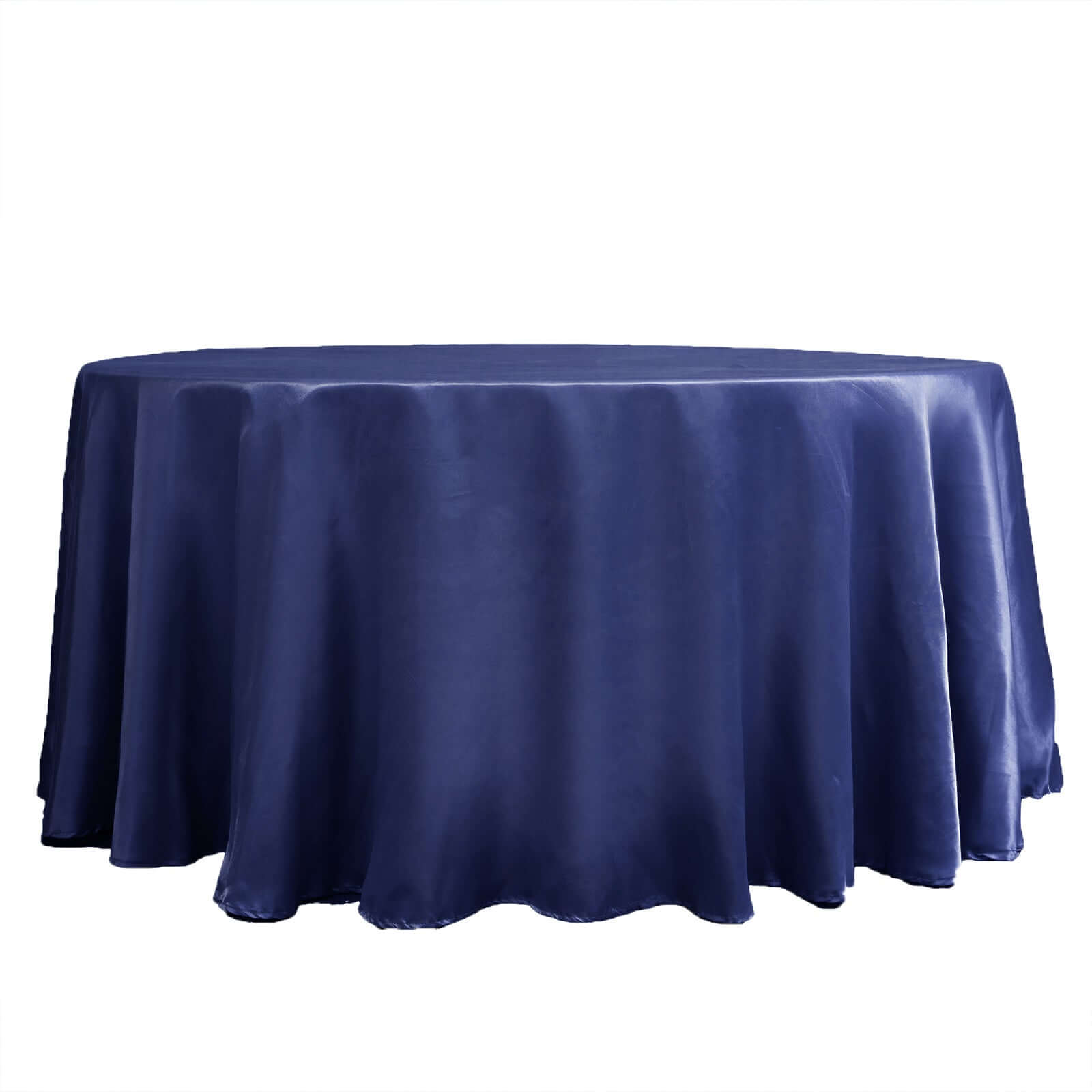 Satin 120" Round Tablecloth Navy Blue - Stylish Seamless Table Cover
