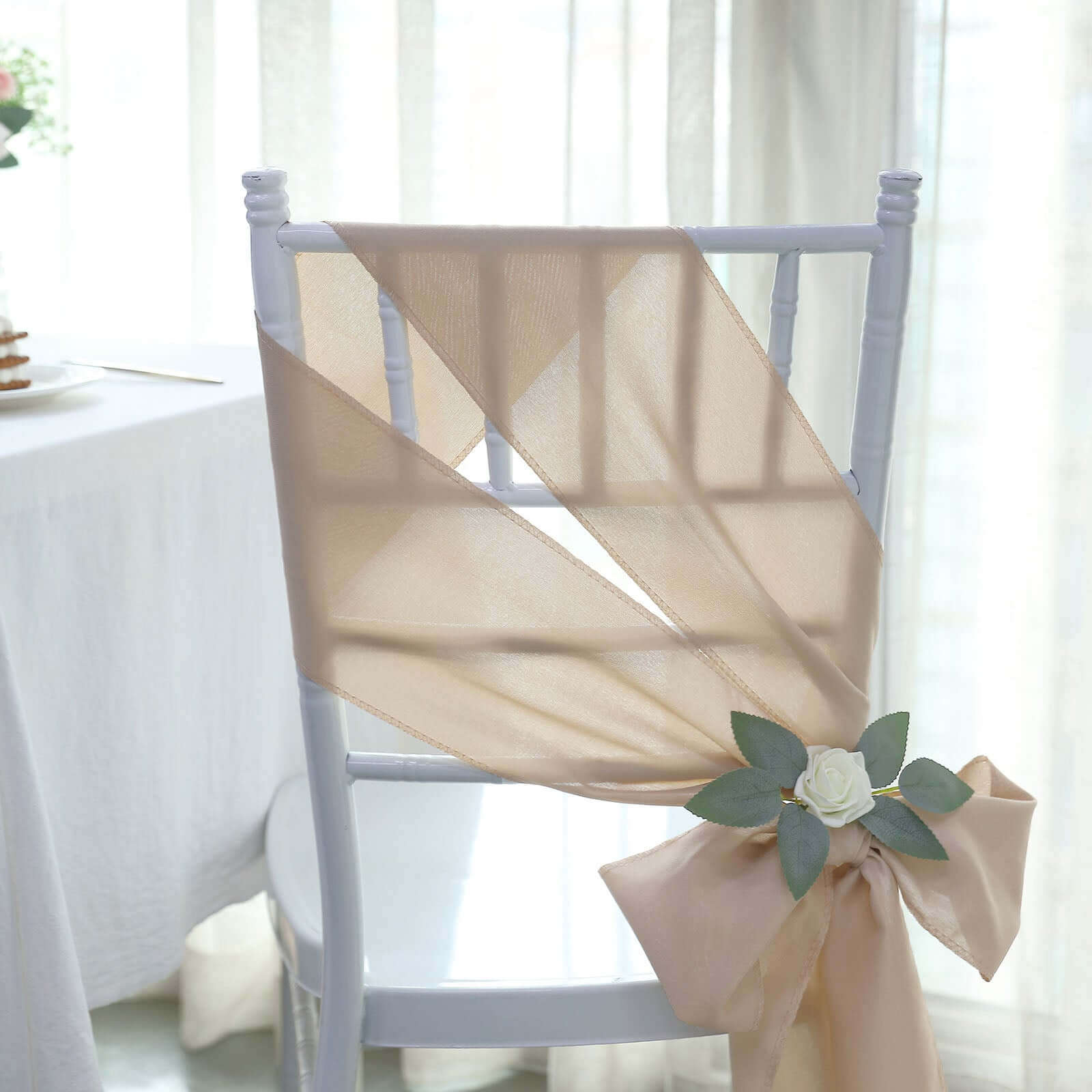 5 Pack Polyester Chair Sashes Nude 6"x108"