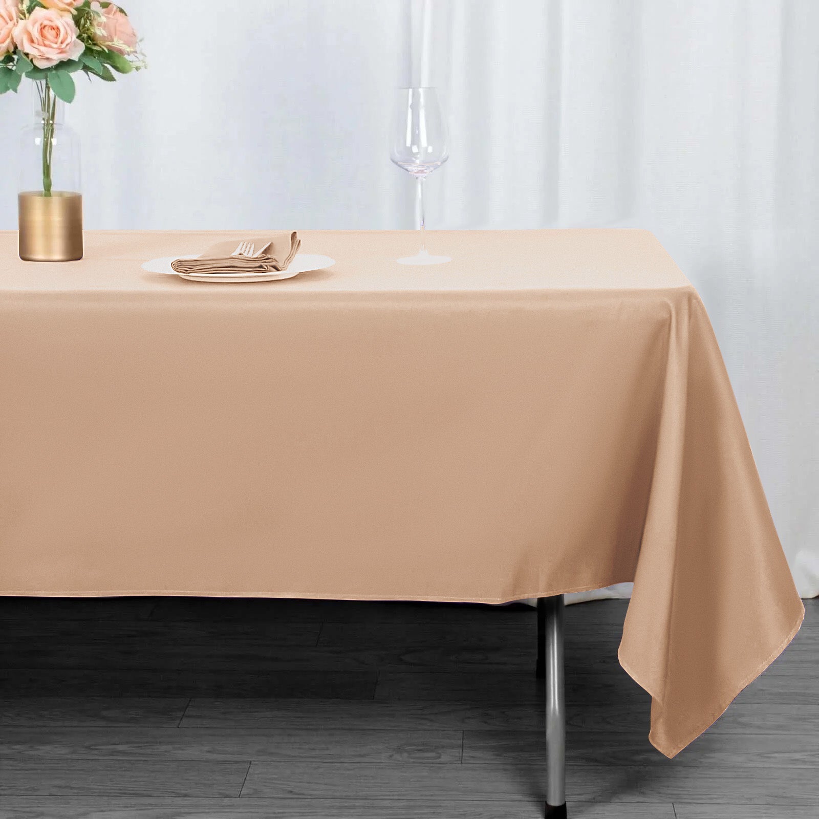 Premium Polyester 60"x102" Rectangle Tablecloth Nude - Durable 220GSM Wrinkle-Resistant Table Cover