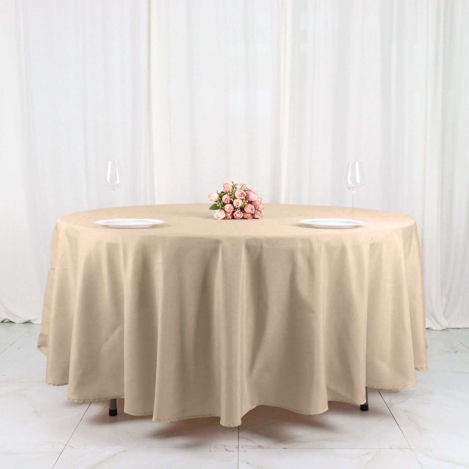 Polyester 108" Round Tablecloth Nude - Wrinkle-Resistant Table Cover