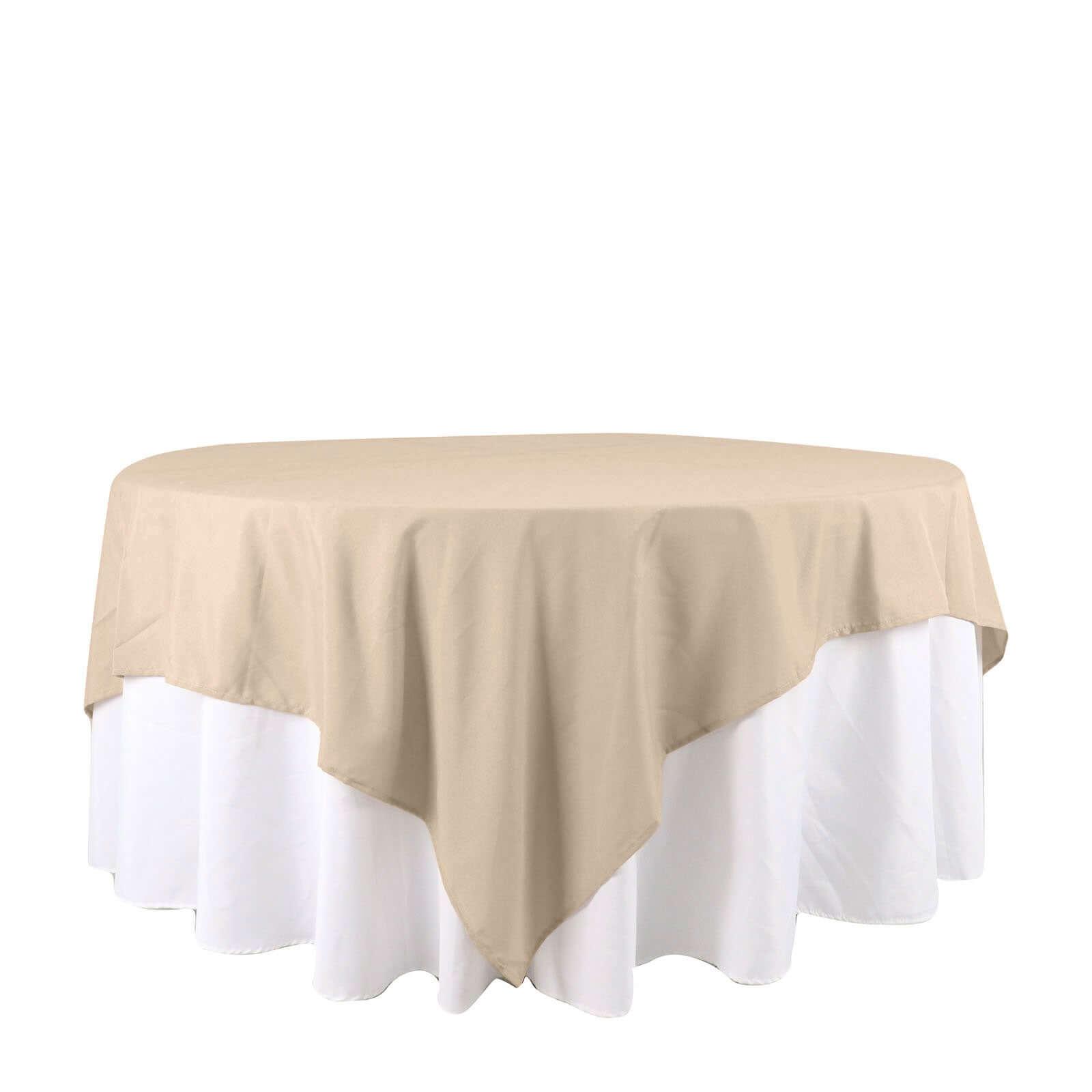 Polyester 90"x90" Table Overlay Square Tablecloth Nude - Wrinkle-Resistant & Durable Table Cover