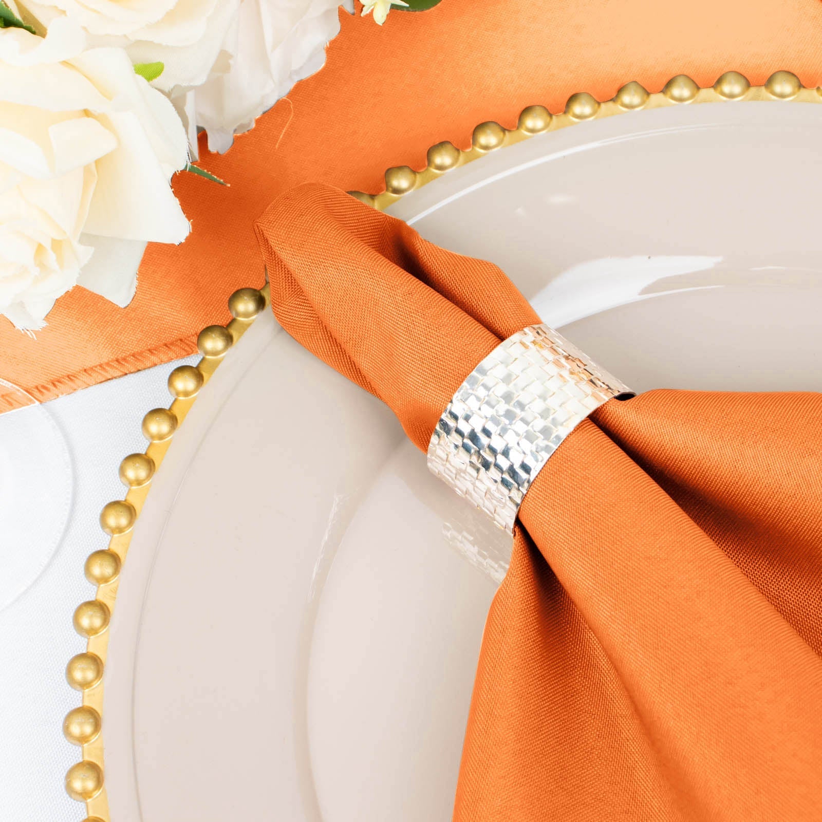 5 Pack Polyester 20"x20" Napkins Orange - Wrinkle Resistant & Easy Care Cloth Napkins