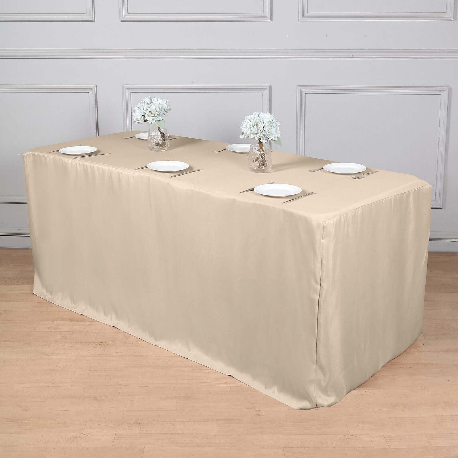 Fitted Polyester 72"x30" Rectangle Tablecloth Nude - Durable Table Cover