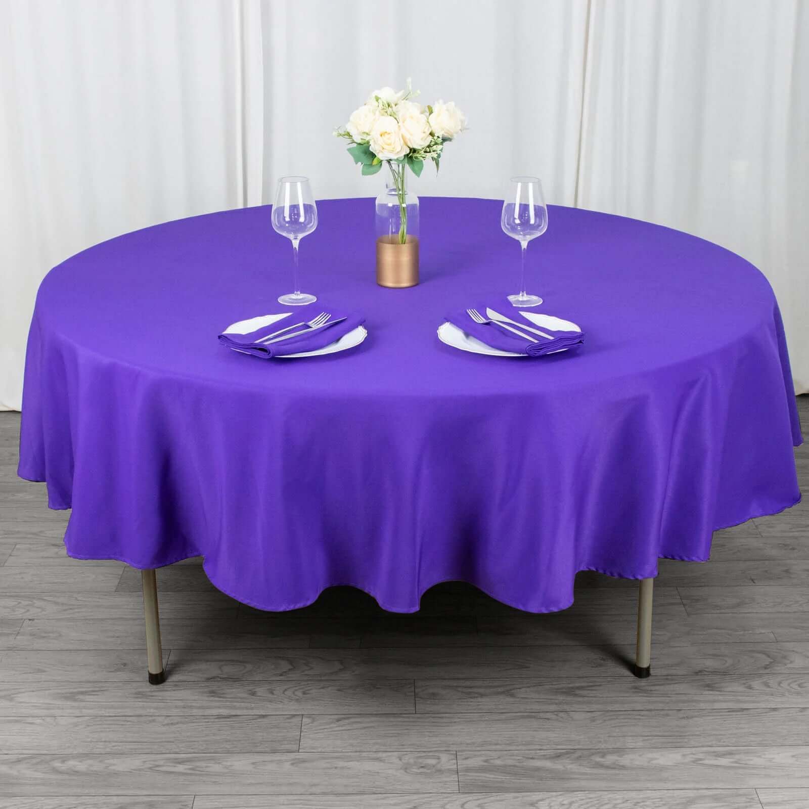 Premium Polyester 90" Round Tablecloth Purple - Stain and Wrinkle-Resistant Design with 220GSM Thickness Table Cover