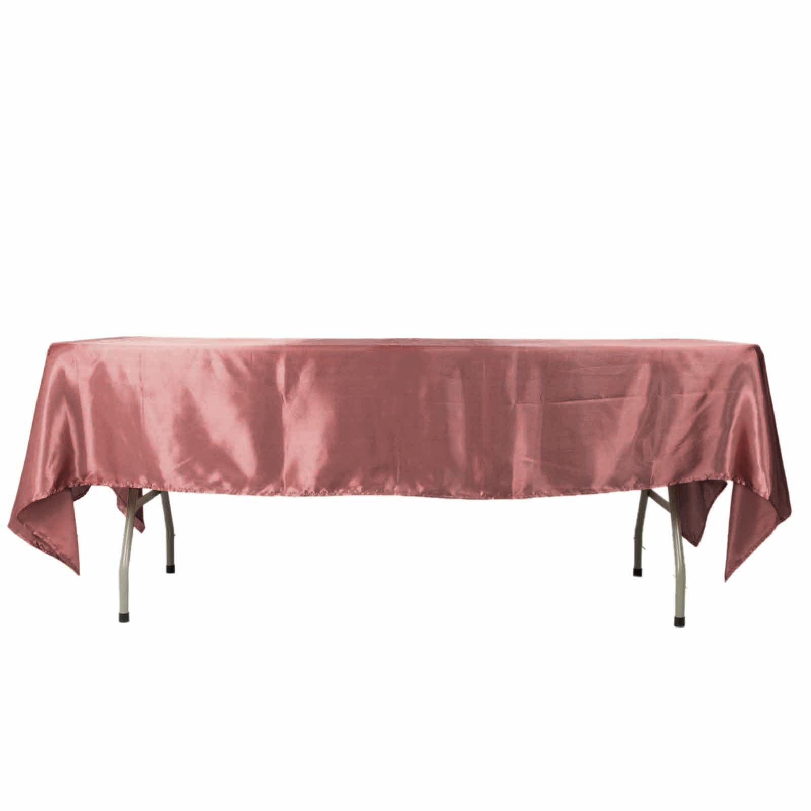 Satin Rectangular 60"x102" Tablecloth Cinnamon Rose - Smooth and Lustrous Table Cover