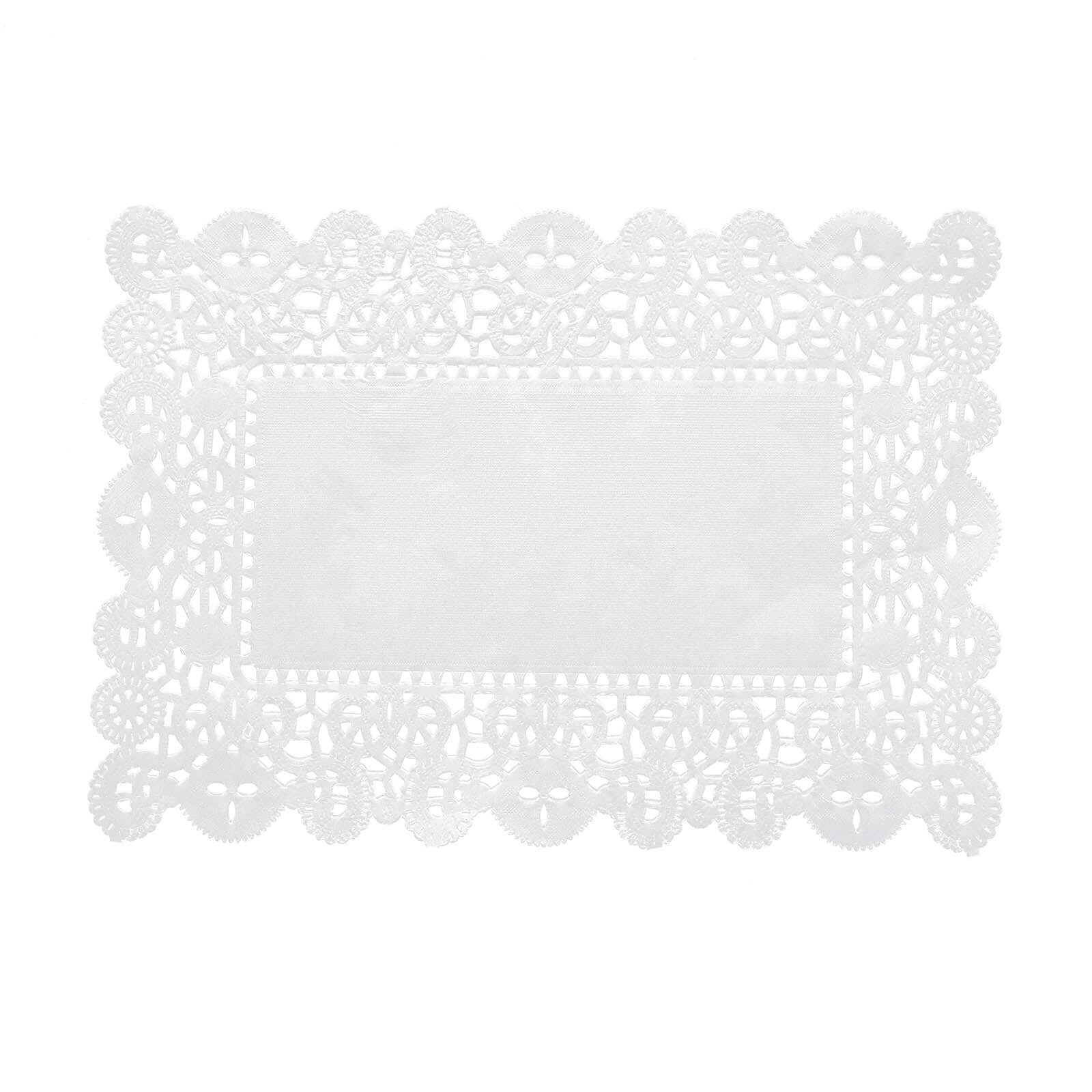100 Pcs 7"x10" Rectangle White Lace Paper Doilies, Food Grade Paper Placemats