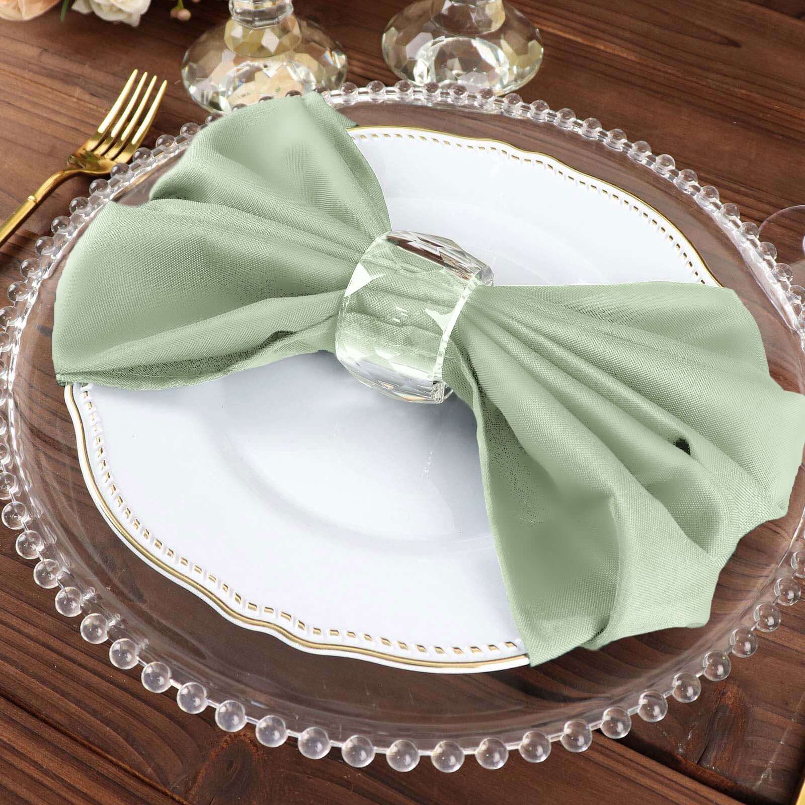 5 Pack Polyester 20"x20" Napkins Sage Green - Wrinkle Resistant & Easy Care Cloth Napkins