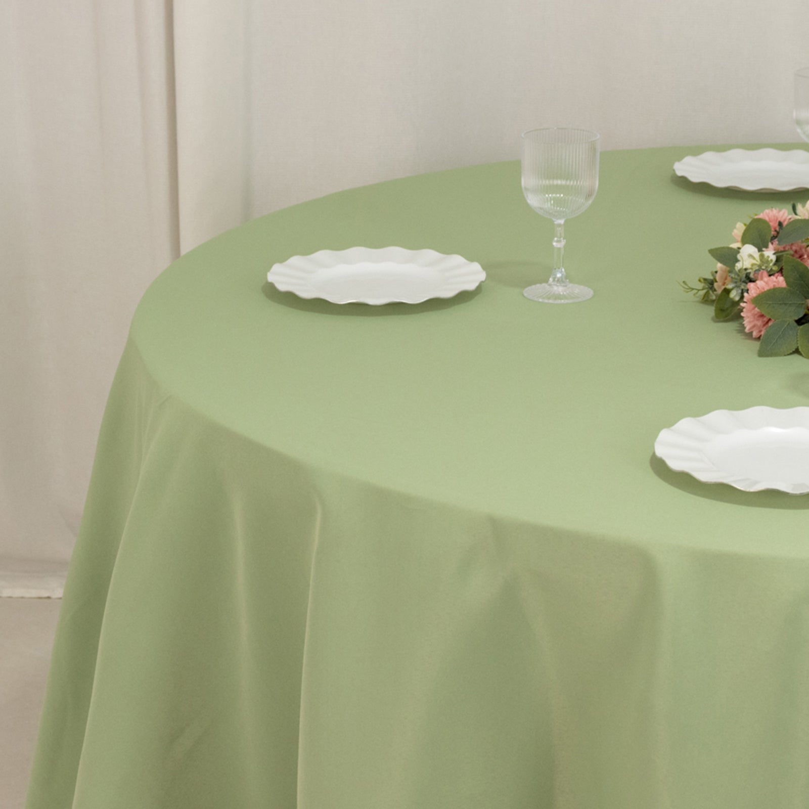 Premium Polyester 120" Round Tablecloth Sage Green - Seamless 220GSM Wrinkle-Resistant Table Cover