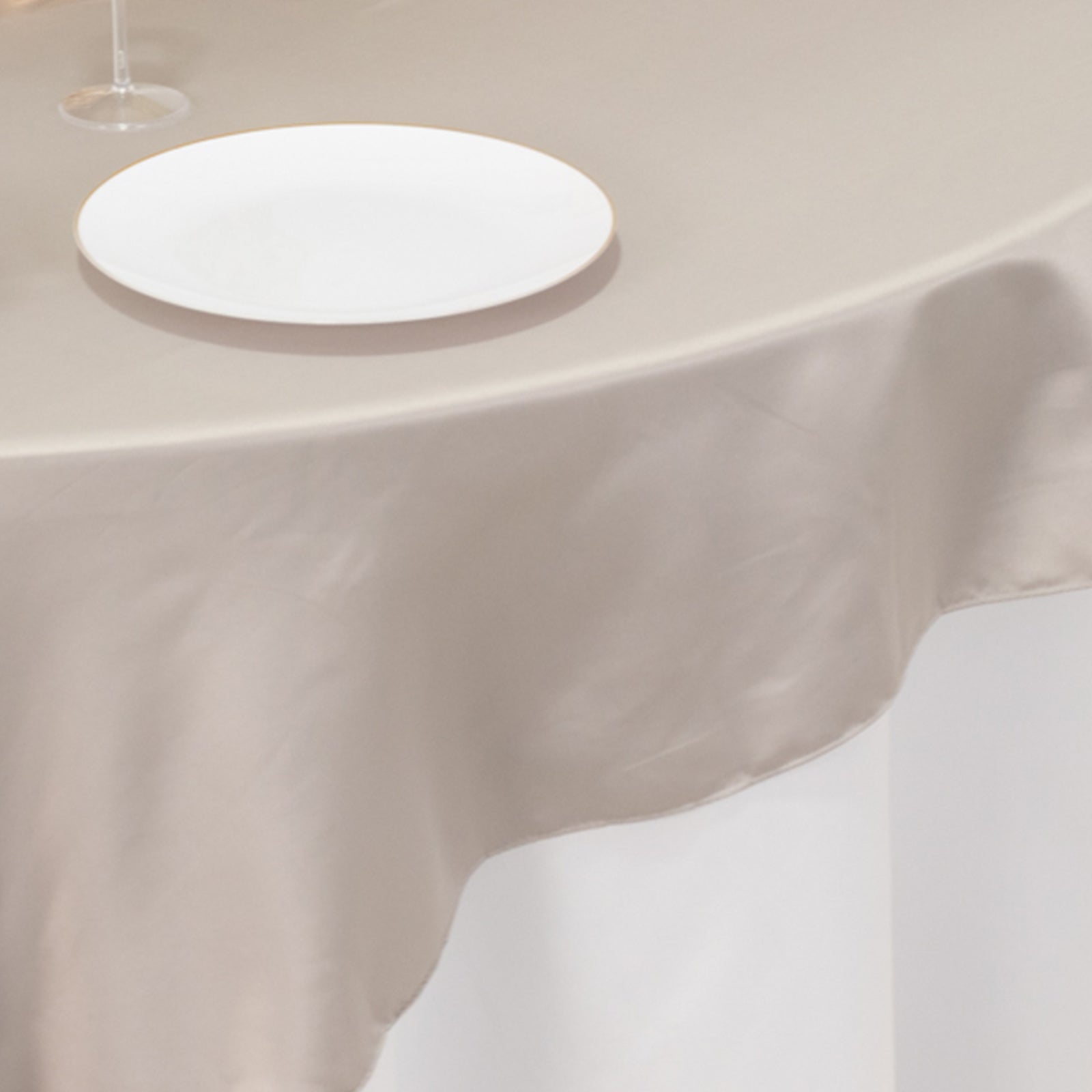 Lamour Satin 72"x72" Table Overlay Square Tablecloth Silver - Smooth Finish Table Topper