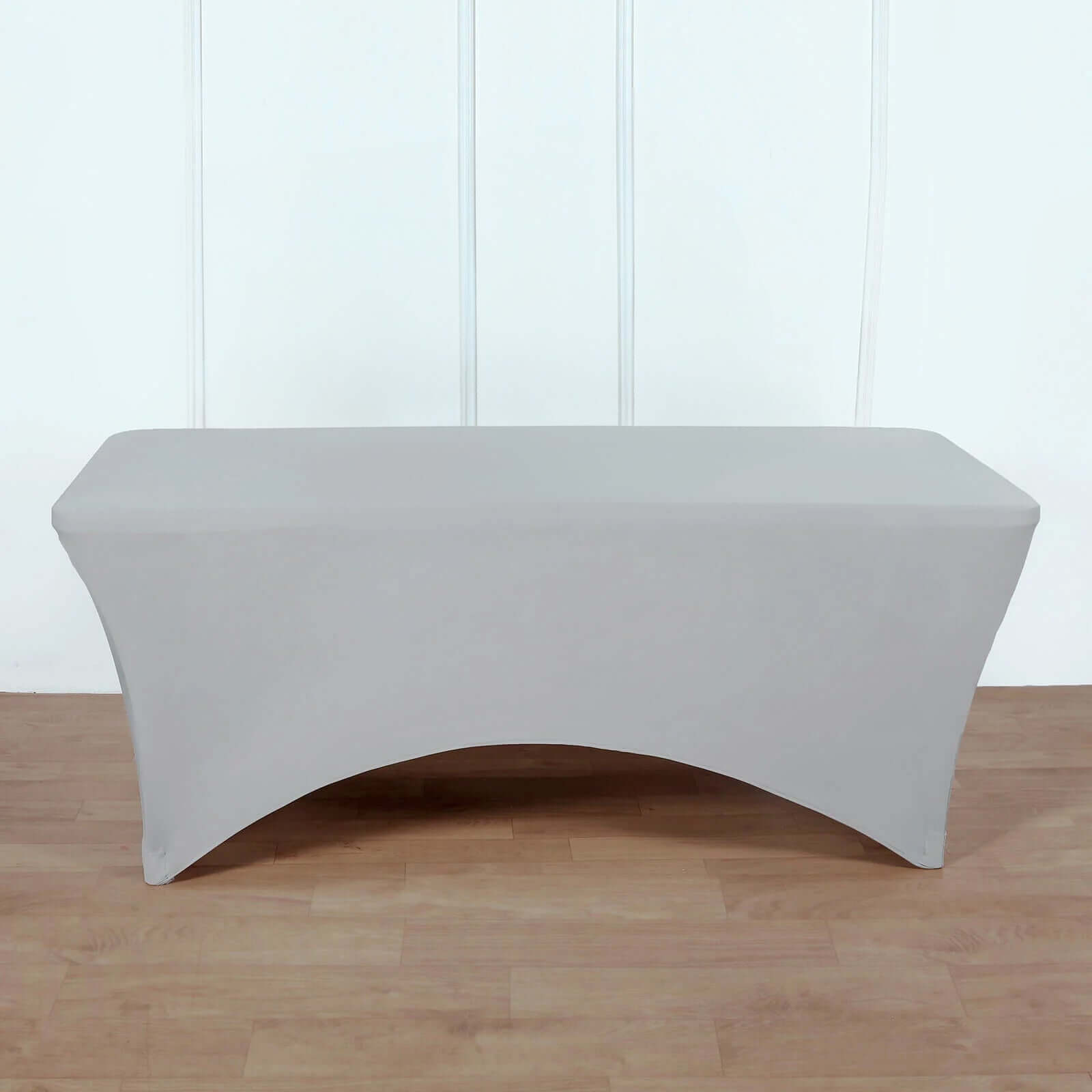 Stretch Spandex 96"x30" Rectangle Table Cover Silver - Durable Form-Fitting Tablecloth
