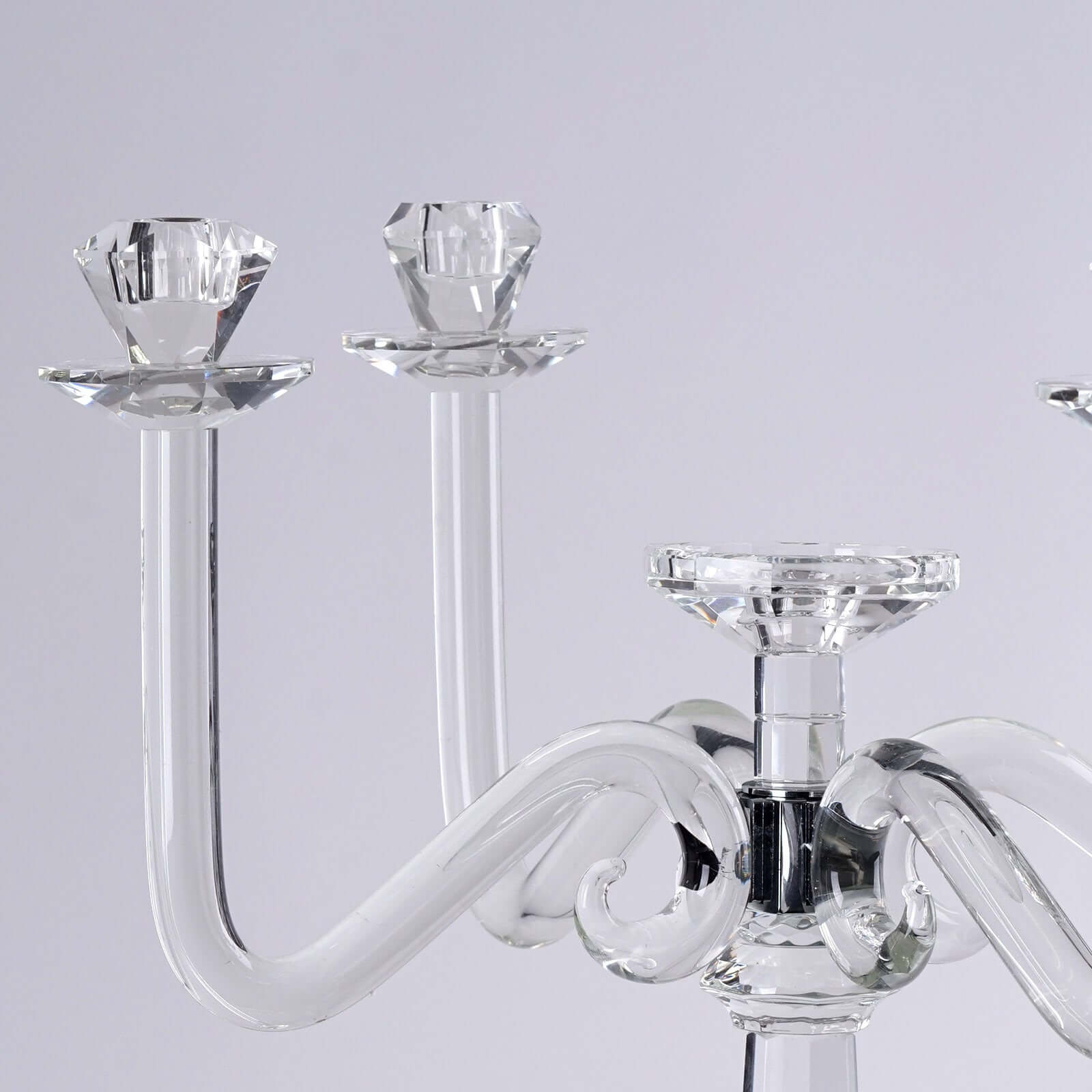 5 Arm Crystal Glass Candelabra Clear- Exquisite Decorative Taper Candle Holder Table Centerpiece for Grand Celebrations 27"
