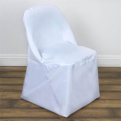 Polyester Chair Cover White for Folding Chairs - Stylish Durable and Reusable Slip-On Cover for Events & Gatherings