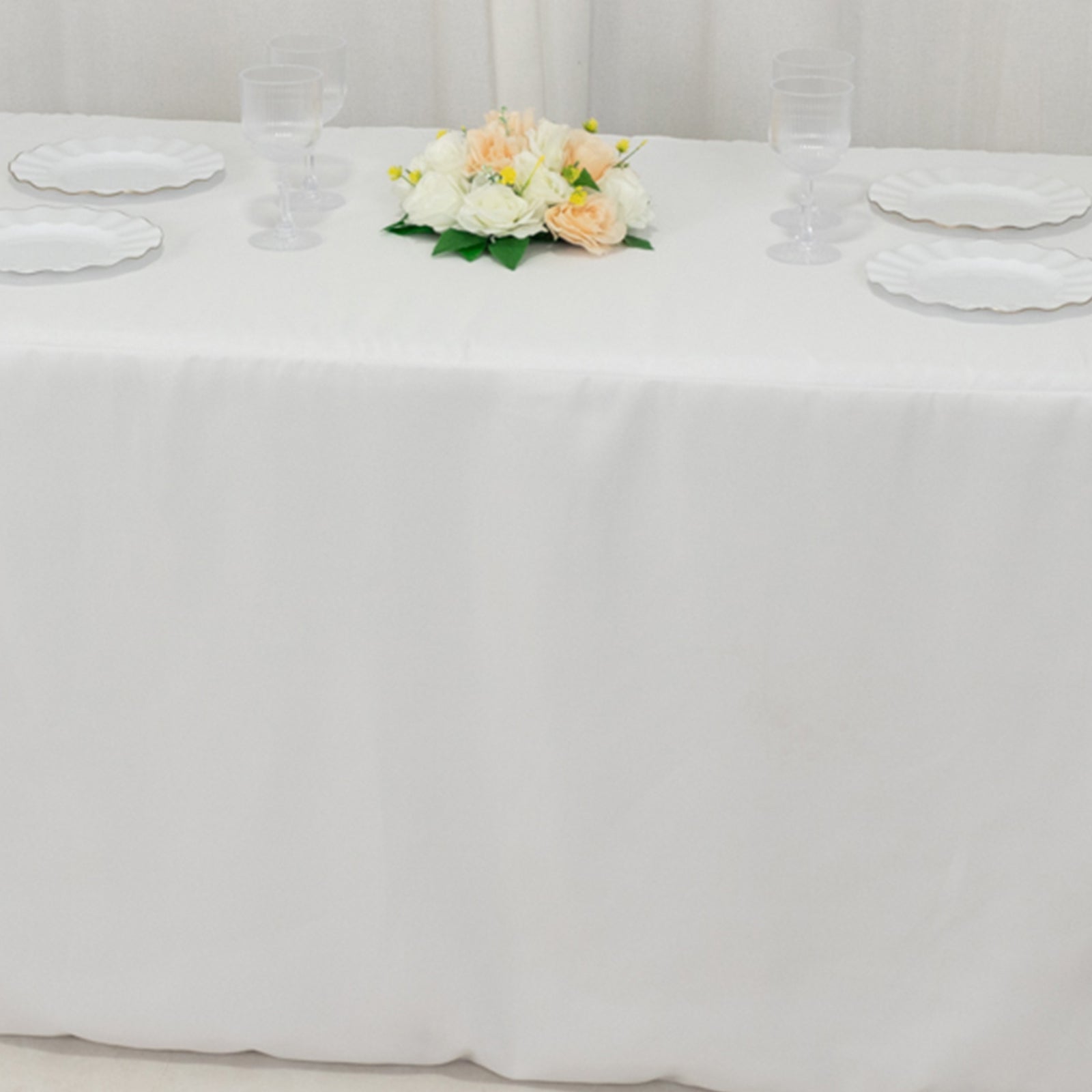 Fitted Polyester 72"x30" Rectangle Tablecloth White with Open Back Design - Easy to Maintain and Wrinkle-Resistant Table Cover for Trade Shows & Displays