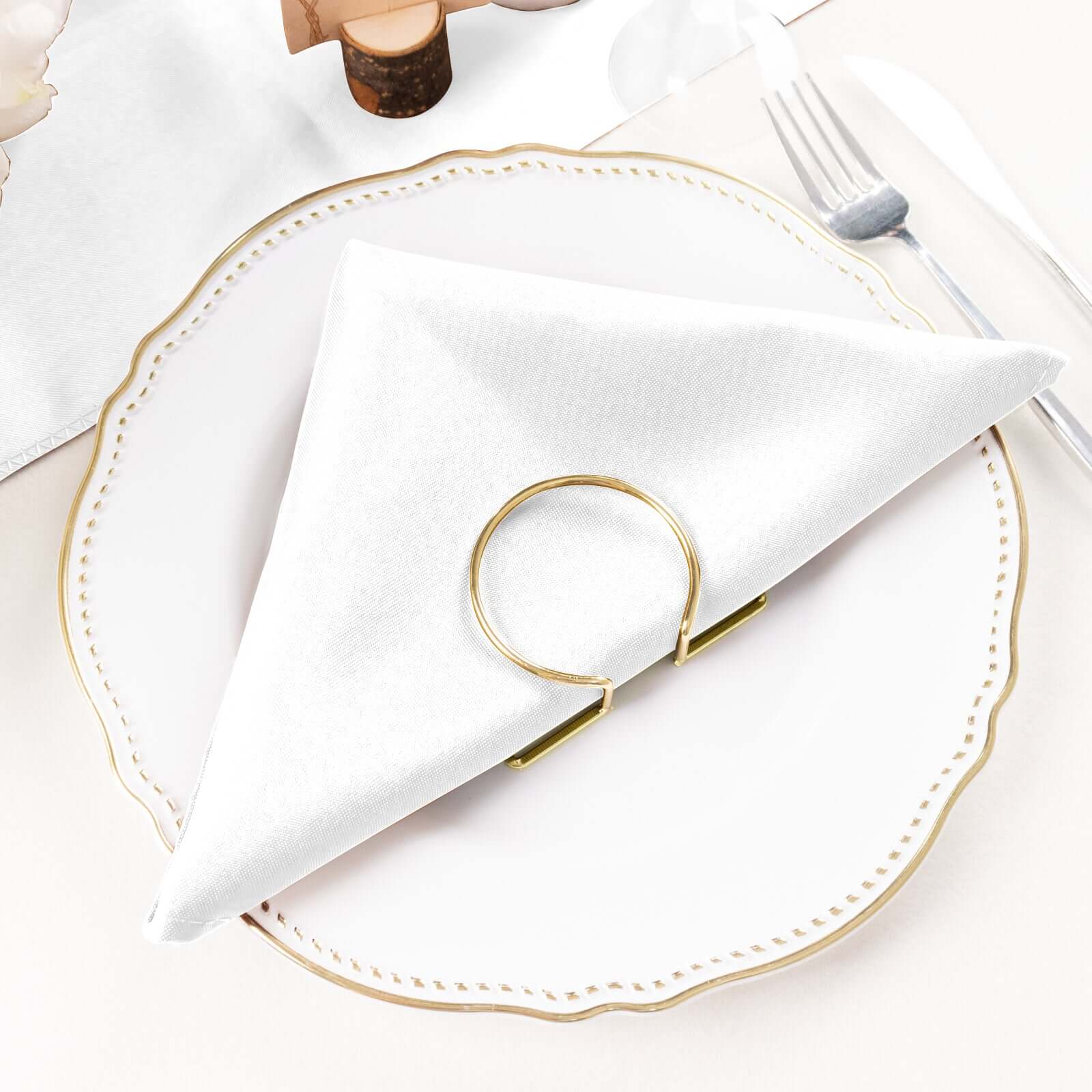 5 Pack Polyester 20"x20" Napkins White - Wrinkle Resistant & Easy Care Cloth Napkins for Special Occasions