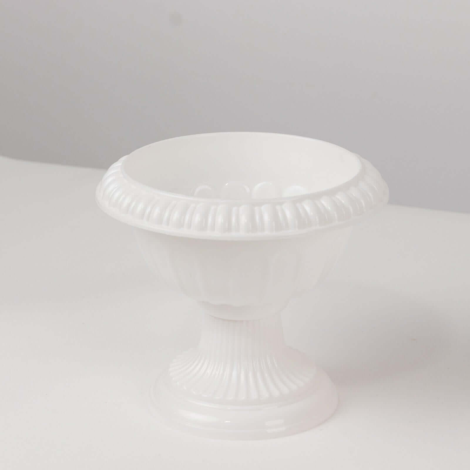 4-Pack Plastic Flower Pot Vases Roman Style White - Classic Floral Urn Planter Table Centerpieces 6"