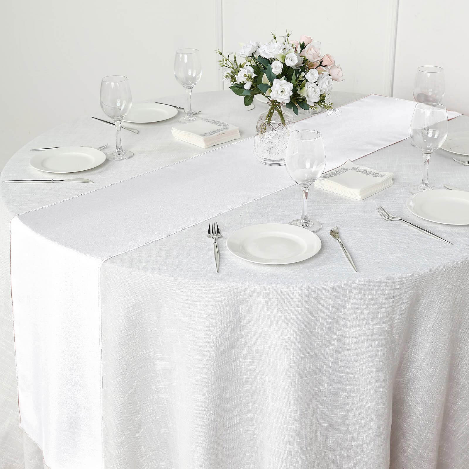Polyester 12"x108" Table Runner White - Durable & Wrinkle-Resistant Table Decor for All Occasions
