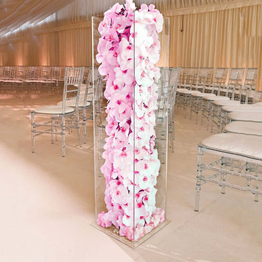 24" Clear Acrylic Display Box, Transparent Pedestal Riser with Interchangeable Lid and Base